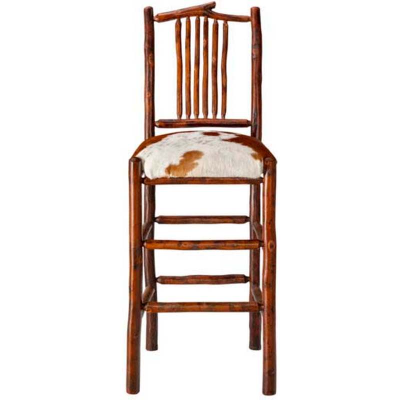 Barstool with Back and Cow Hide  Green Gables