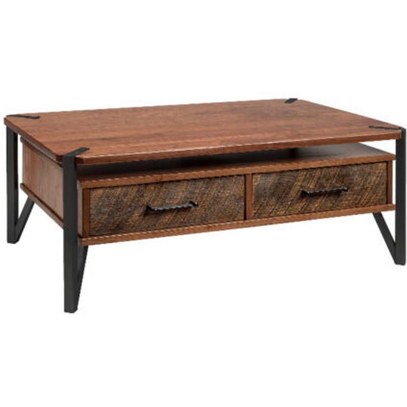 Coffee Table with 2 Drawers with Black Metal  Green Gables