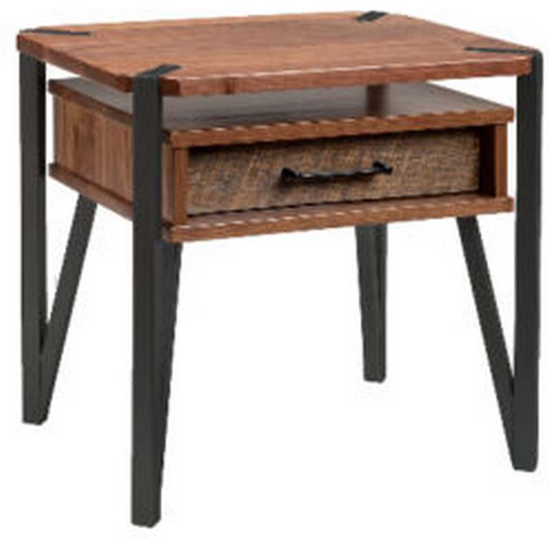 Side Table With Drawer With Black Metal  Green Gables