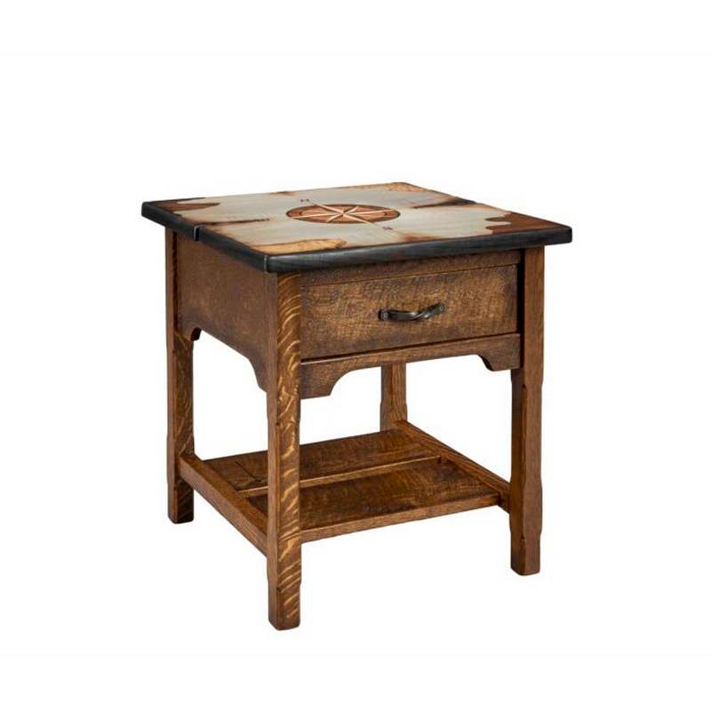 Harkers Island 1 Drawer Side Table with Shelf  Green Gables