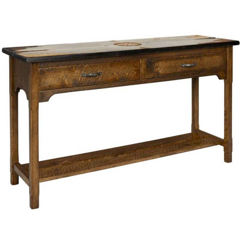 Harkers Island 2 Drawer Sofa Table with Shelf  Green Gables