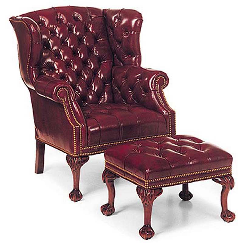 Wing Chair and 143 3 Reynolds Ottoman 141-38 Leathercraft